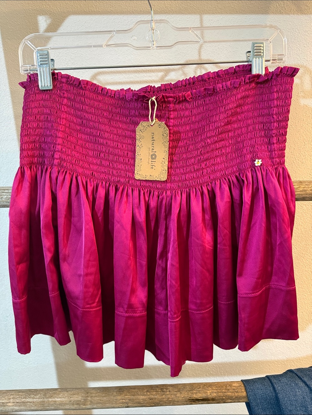 Natural Life Women's Smocked Shorts in Fuchsia size M